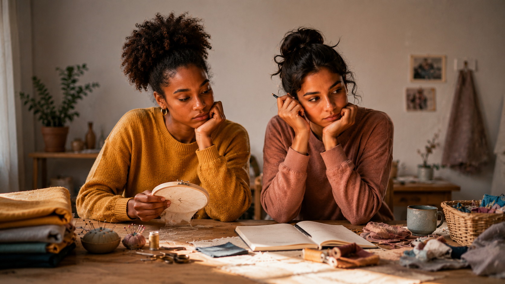 Nia and Remy feeling unsure at the start of choosing a sewing machine