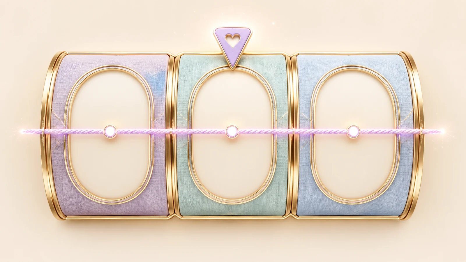 Three blank inspiration reels with a glowing thread line
